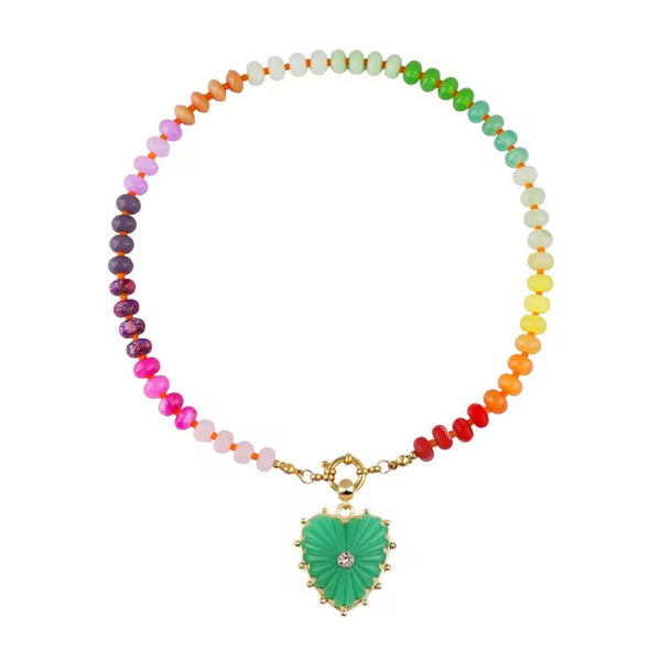 Scalloped Heart Candy Necklace Spring Green