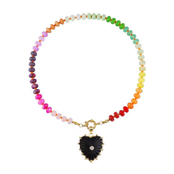 Scalloped Heart Candy Necklace Black