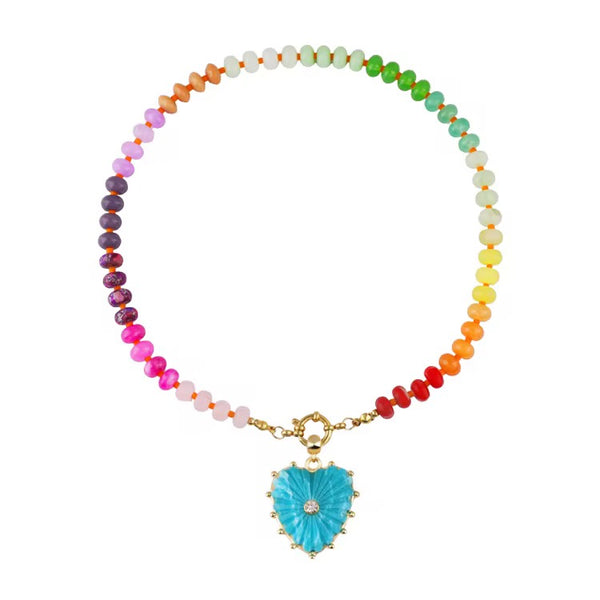 Scalloped Heart Candy Necklace Turquoise