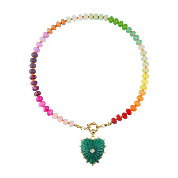Scalloped Heart Candy Necklace Emerald