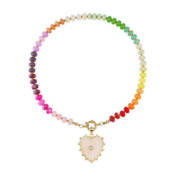 Scalloped Heart Candy Necklace Ivory