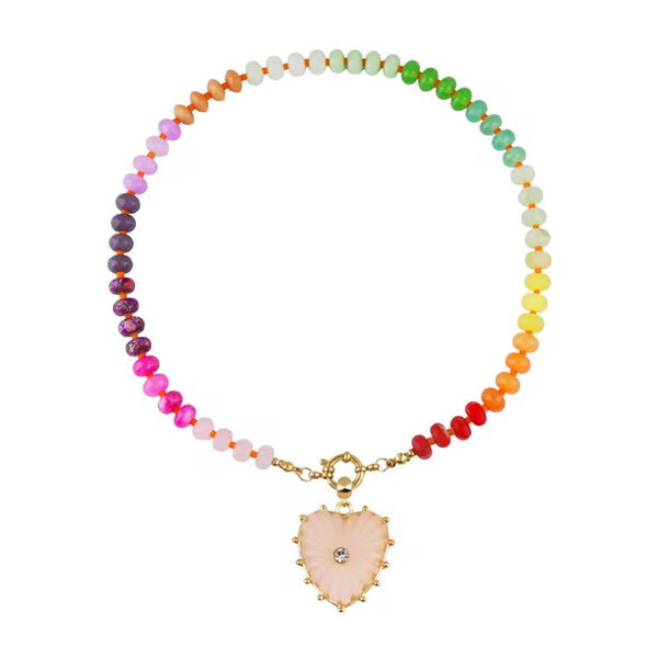 Scalloped Heart Candy Necklace Blush