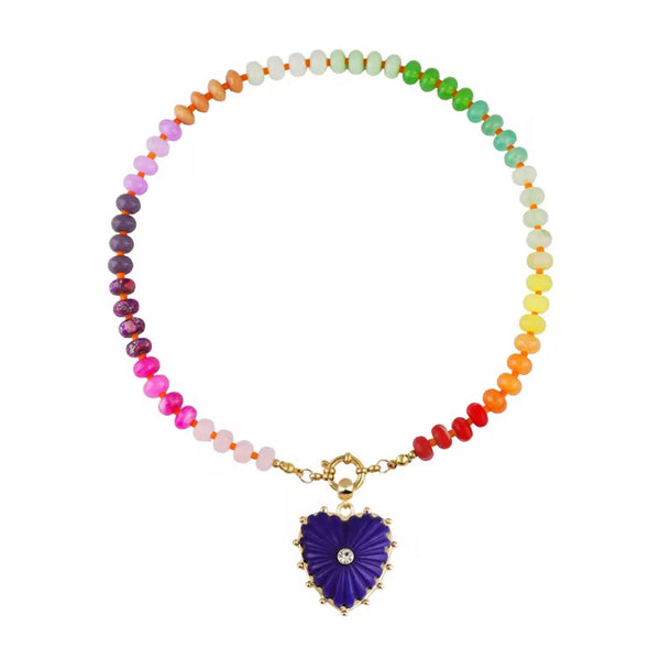 Scalloped Heart Candy Necklace Purple