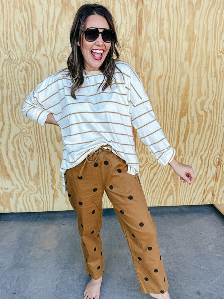 Camel/Brown Polka Dot Pant