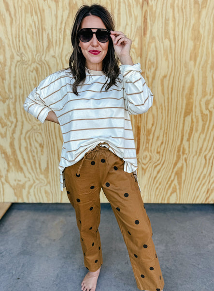 Avery Oversized Striped Knit Top with Side Slits