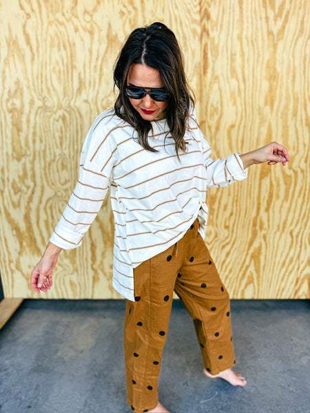Avery Oversized Striped Knit Top with Side Slits