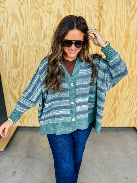 Multi Stripe Oversized Cardigan