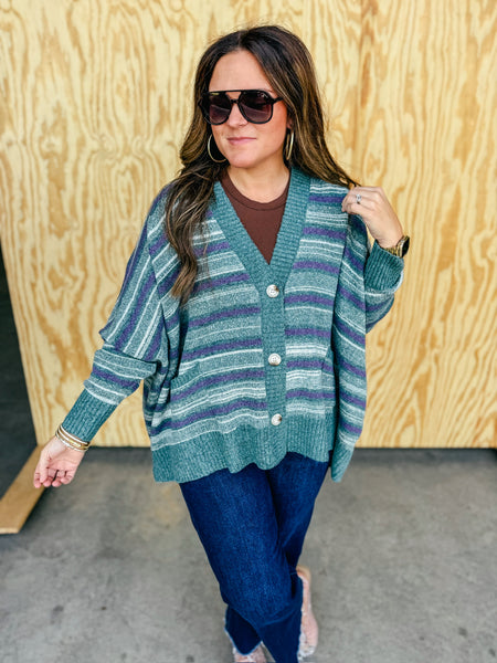 Multi Stripe Oversized Cardigan