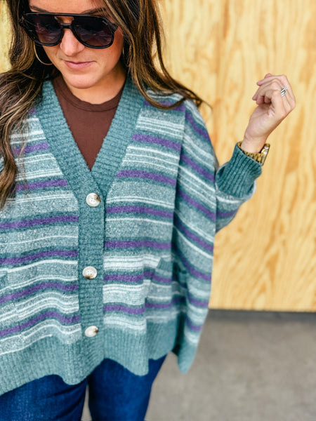 Multi Stripe Oversized Cardigan