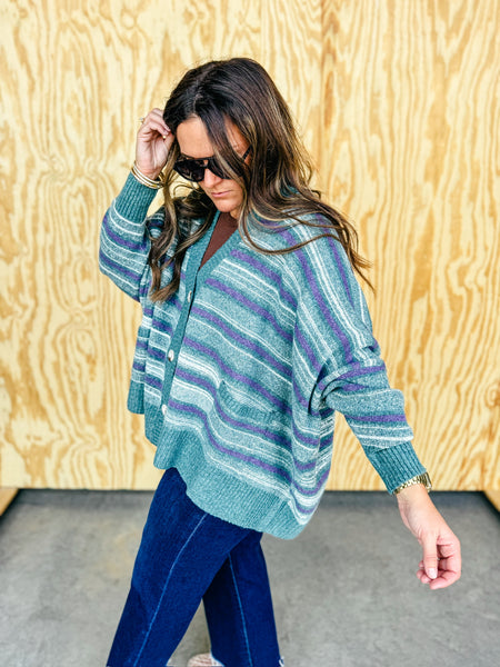 Multi Stripe Oversized Cardigan
