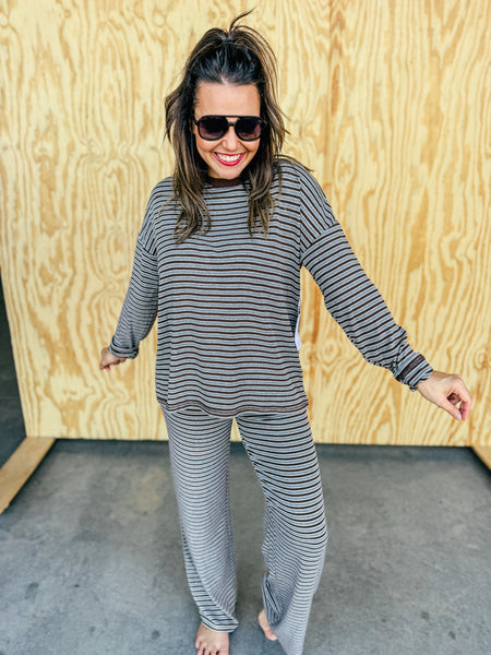 Langstong Brown and Grey Multi Stripe Set