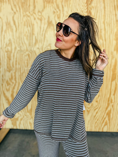 Langstong Brown and Grey Multi Stripe Set