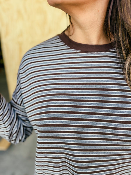 Langstong Brown and Grey Multi Stripe Set