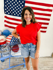 Red muscle tee