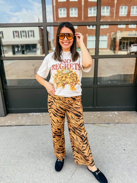 Wild Edge Tiger Stripe Wide-Leg Denim Pants