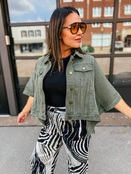 Olive Cape Denim Jacket
