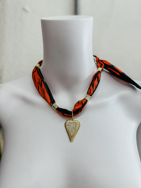 Rich Scarf Charm Necklace Zuri Heart