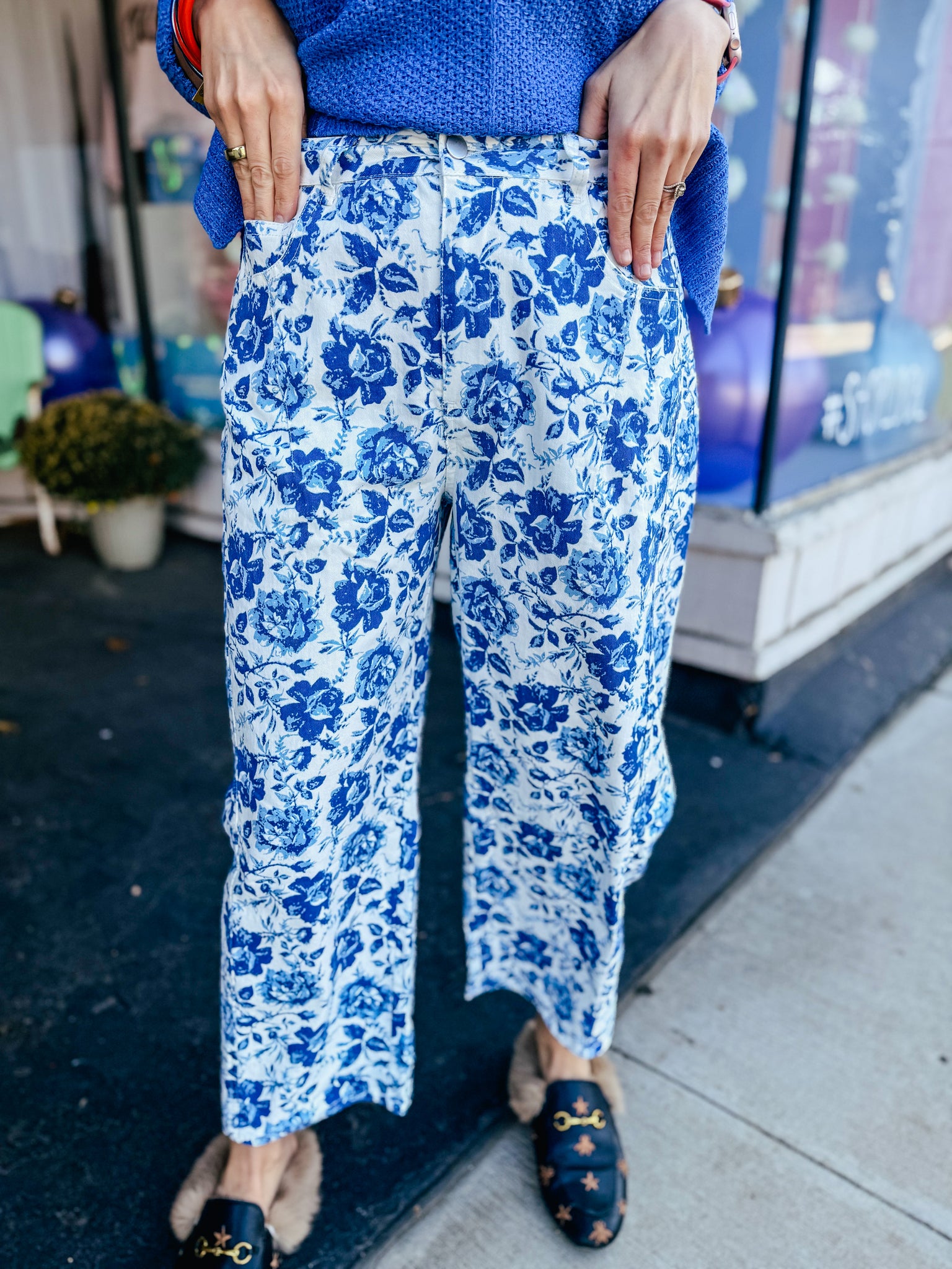 Loveshack Barrel Jeans Small Ivory/Blue