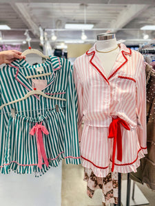Stripe Embroidered Holiday PJ Set PREORDER