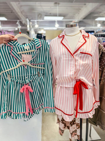 Stripe Embroidered Holiday PJ Set PREORDER