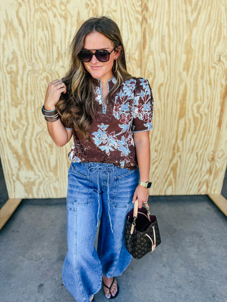 Brown and Blue Blouse