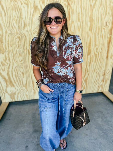 Brown and Blue Blouse