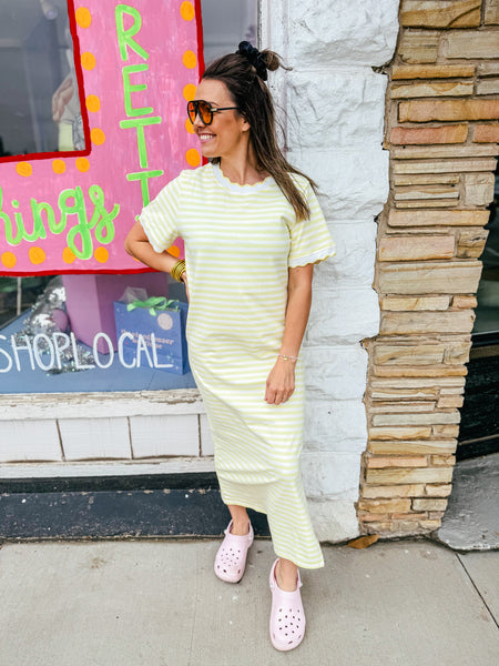 Butter Stripe Midi T-shirt Dress