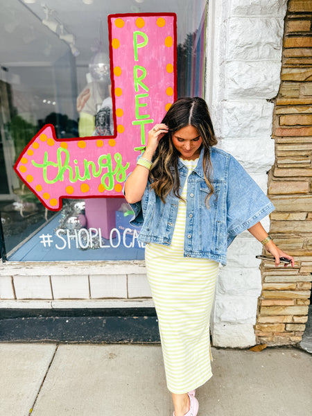 Butter Stripe Midi T-shirt Dress