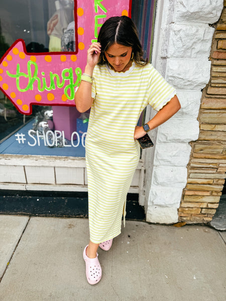 Butter Stripe Midi T-shirt Dress
