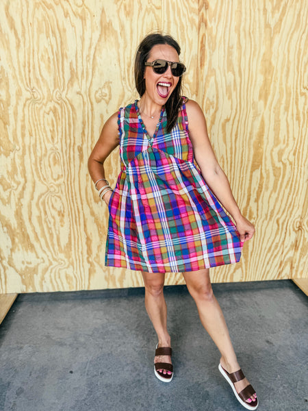 Rainbow Plaid Dress