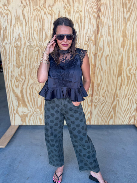 Midnight Kiss Satin Peplum Blouse