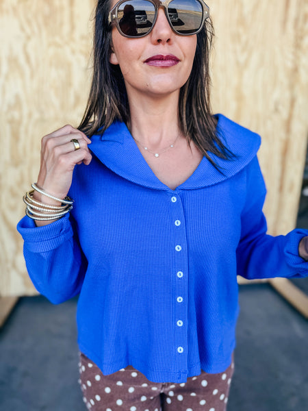Court Cardigan in Cobalt