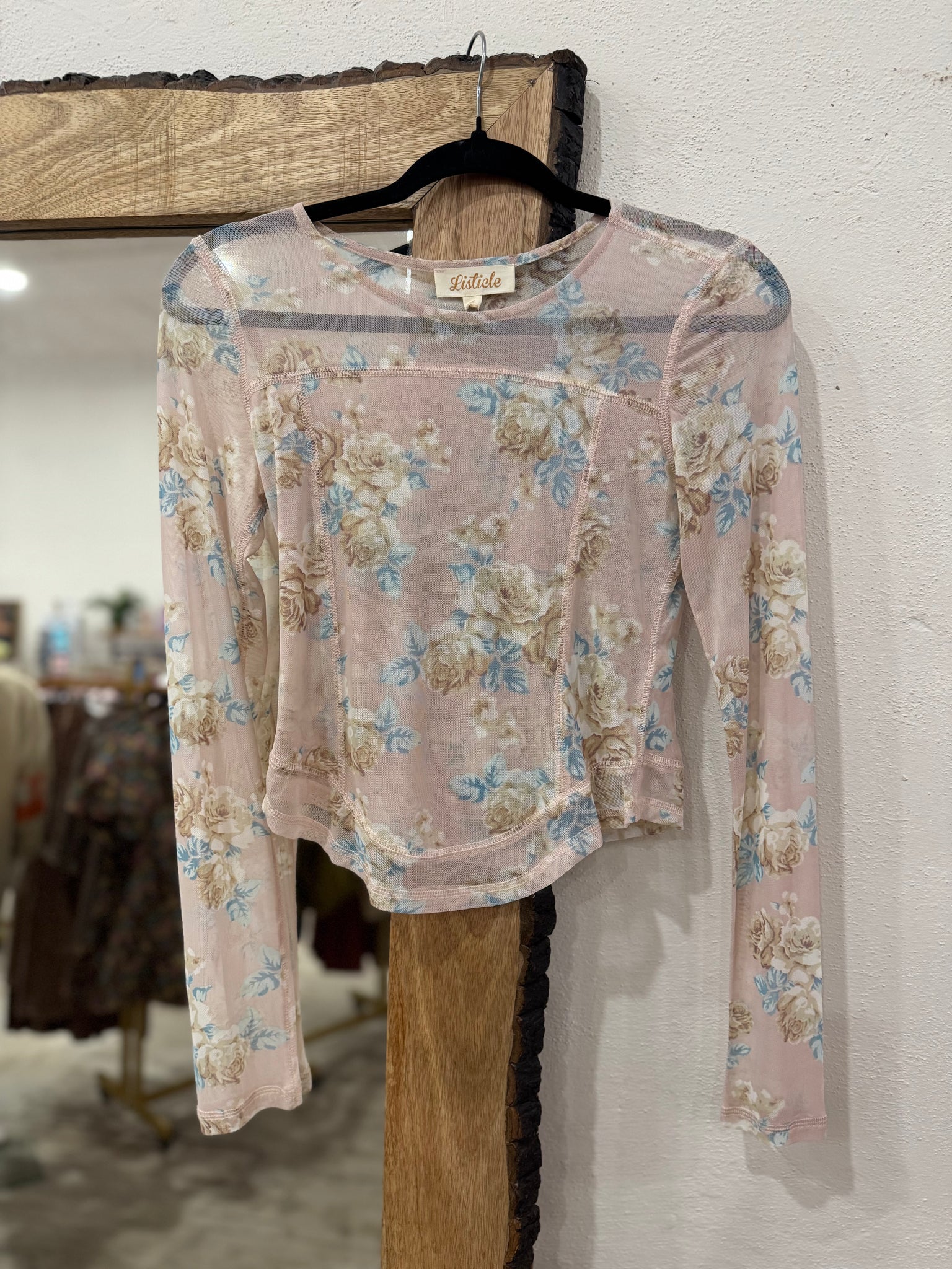Floral Print Mesh Layering Top