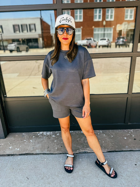 Luxe Sand Wash Rib Classic Tee Set