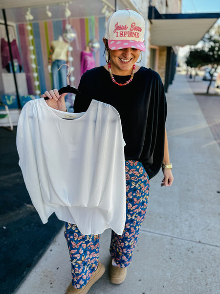 Faux Tuck Short Sleeve Blouse