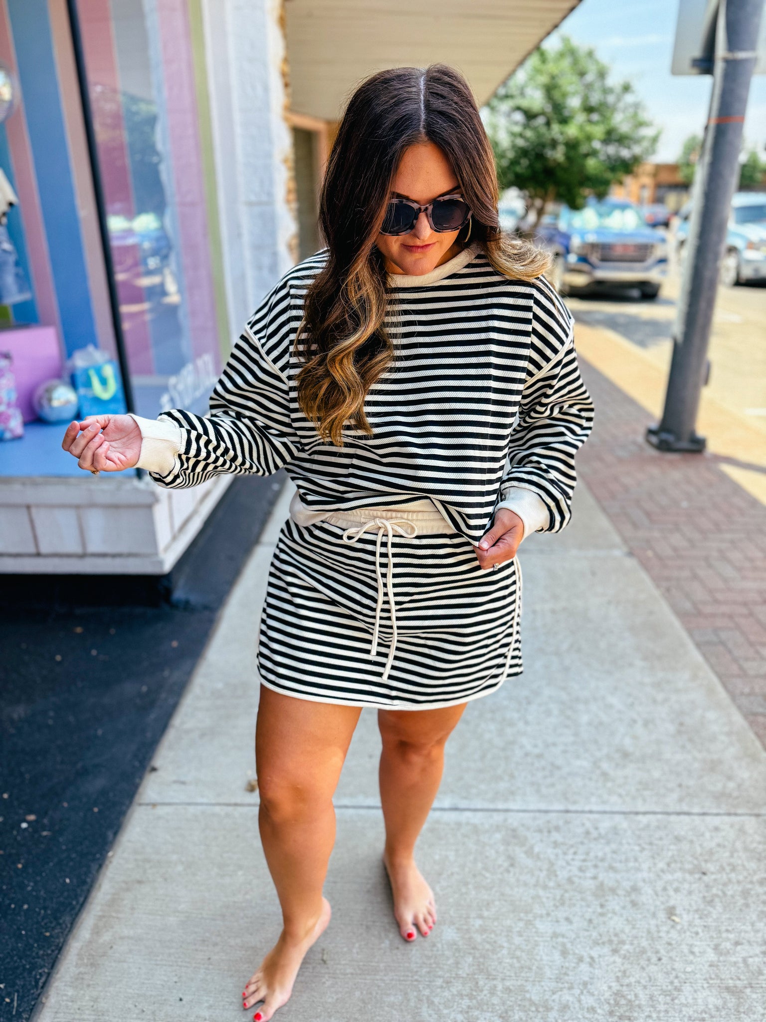 Black & White Stripe Skort Set