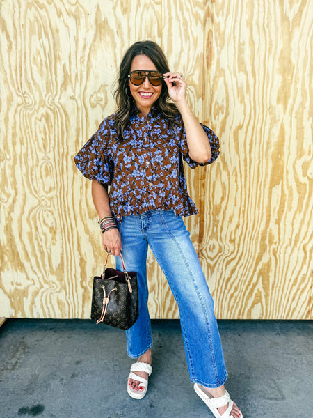 Vintage High Rise Wide Crop Tummy Tuck Denim