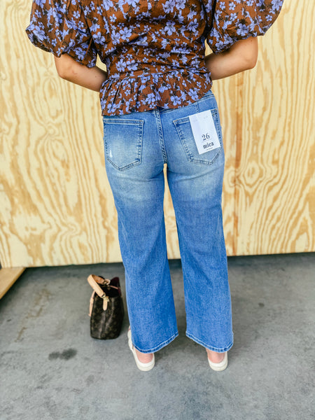 Vintage High Rise Wide Crop Tummy Tuck Denim
