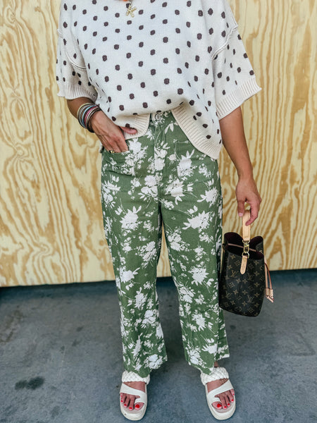 Olive Floral Pant