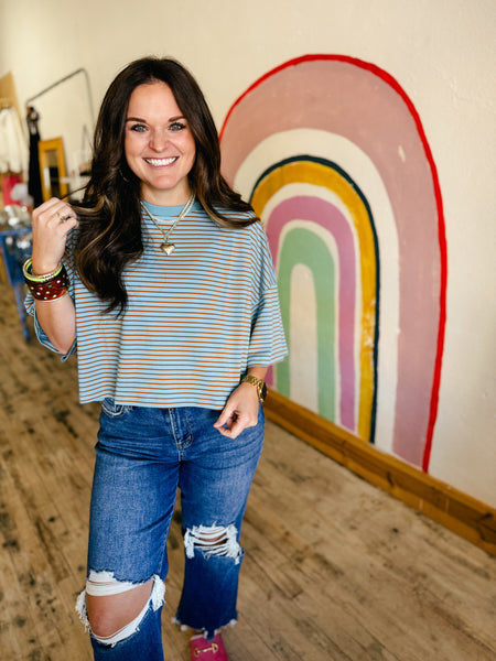 Easy Stripe Cropped Tee