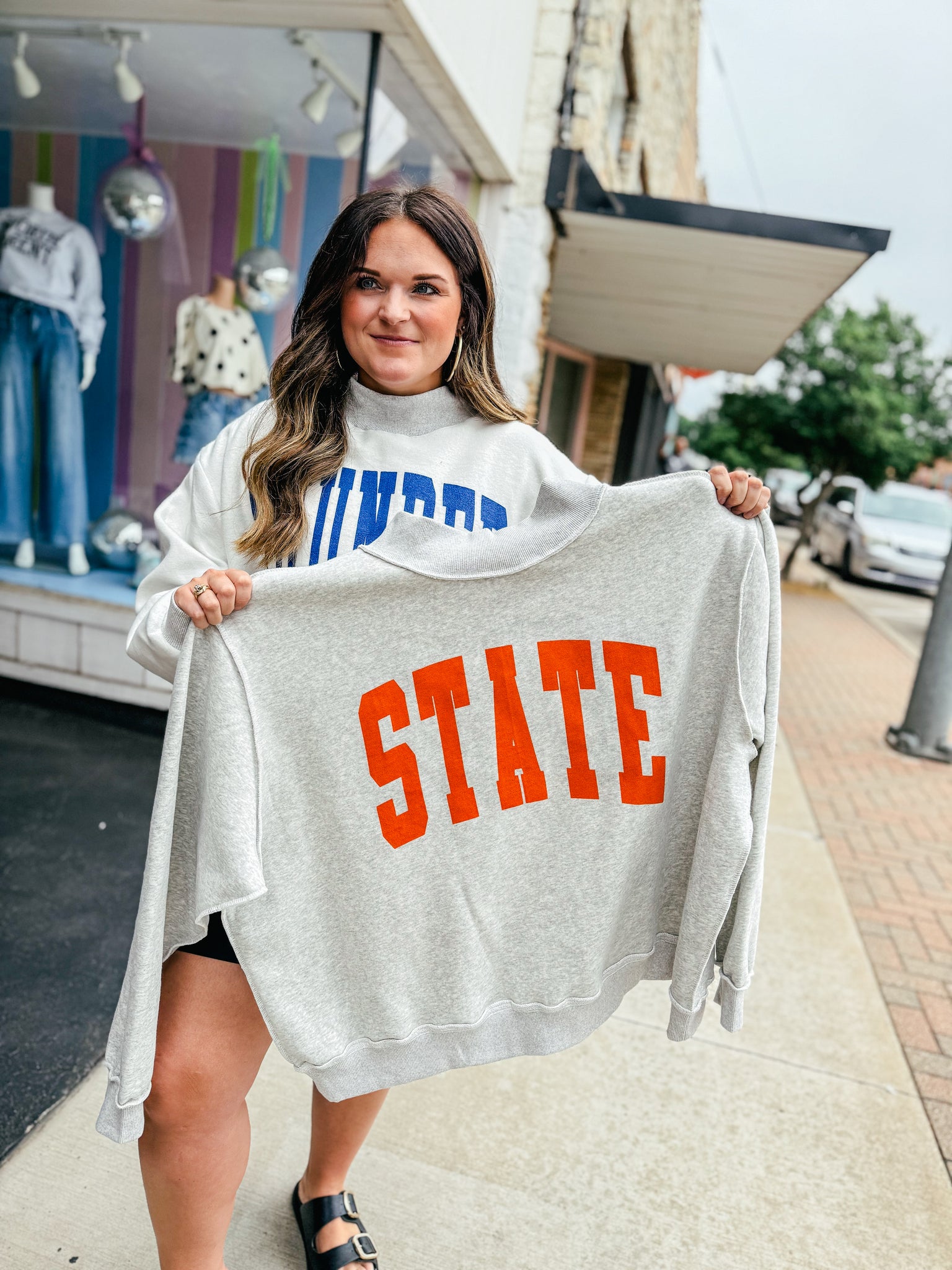 2 in 1 Reversible Mock Neck Spirit Sweatshirt Thunder/State S/M