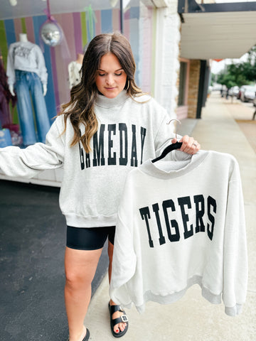 2 in 1 Reversible Mock Neck Spirit Sweatshirt Tigers/Gameday S/M