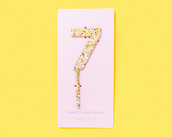 Metallic Confetti Cake Topper Numbers  7  