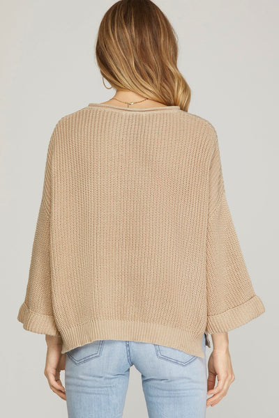 Ecru VNeck Pullover    