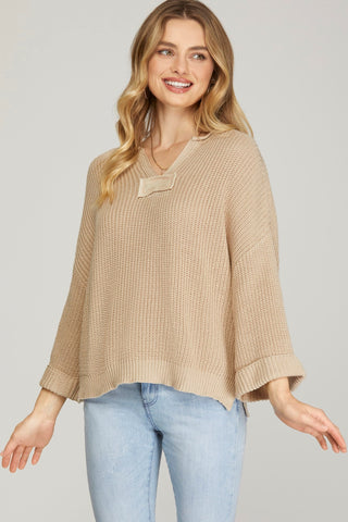 Ecru VNeck Pullover    