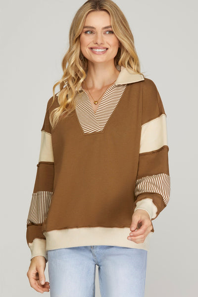 Stripe Color Block Sweatshirt    