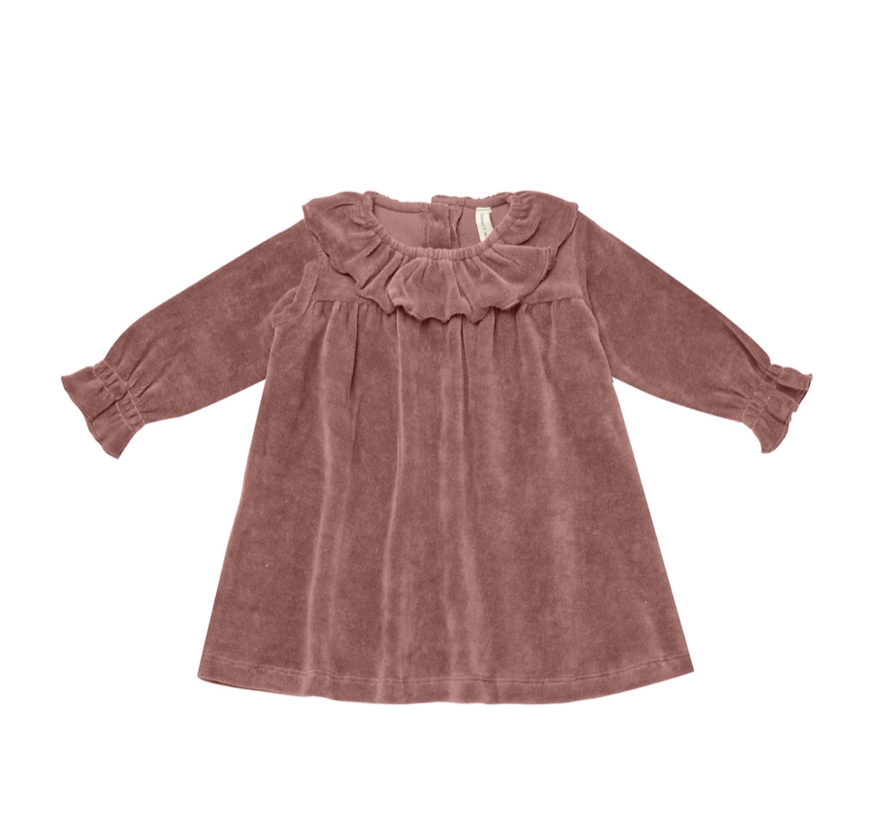 Velour Baby Dress in Fig    