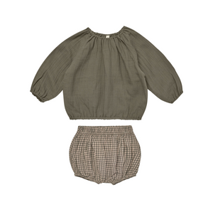 Cinch Long Sleeved Top & Bloomer Set in Forest    