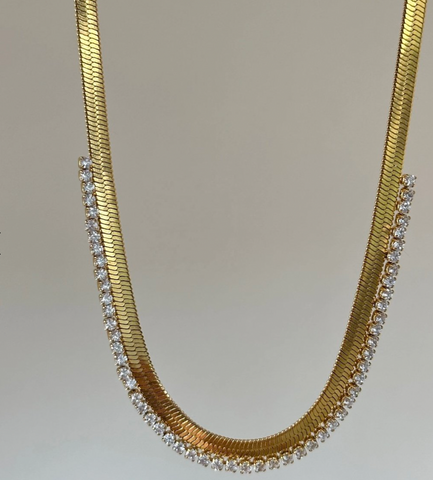Herringbone Rhinestone Necklace    
