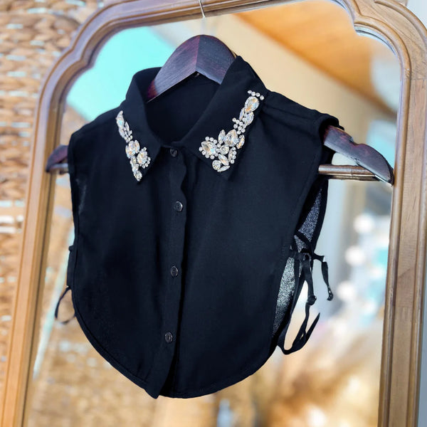Faux Fancy Collar (dickies) Black with Rhinestone